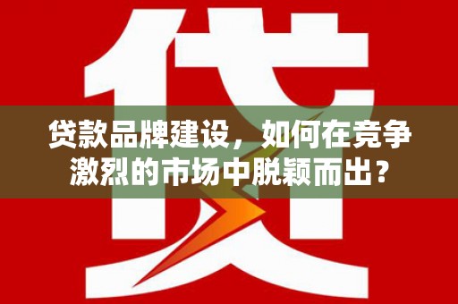 盐亭贷款品牌建设，如何在竞争激烈的市场中脱颖而出？