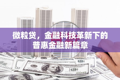 盐亭微粒贷，金融科技革新下的普惠金融新篇章